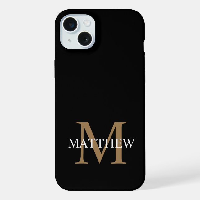Personalized Name Monogram Black iPhone Case (Back)