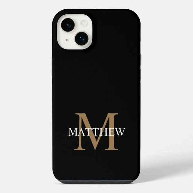 Personalized Name Monogram Black iPhone Case (Back)