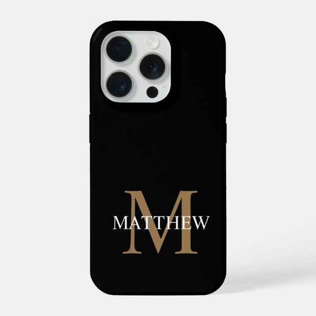 Personalized Name Monogram Black iPhone Case (Back)