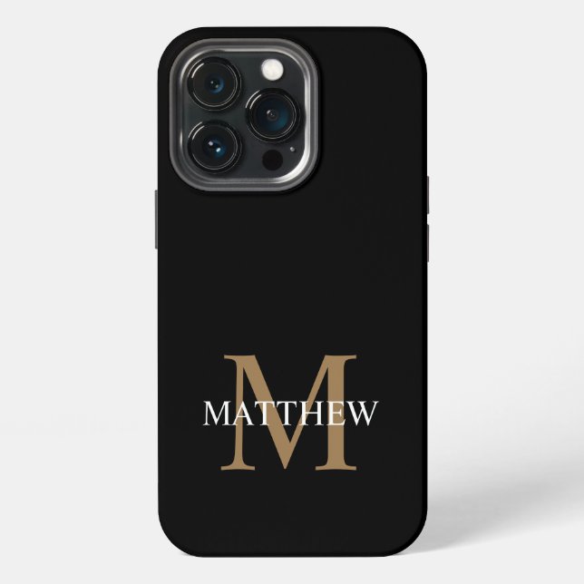Personalized Name Monogram Black iPhone Case (Back)