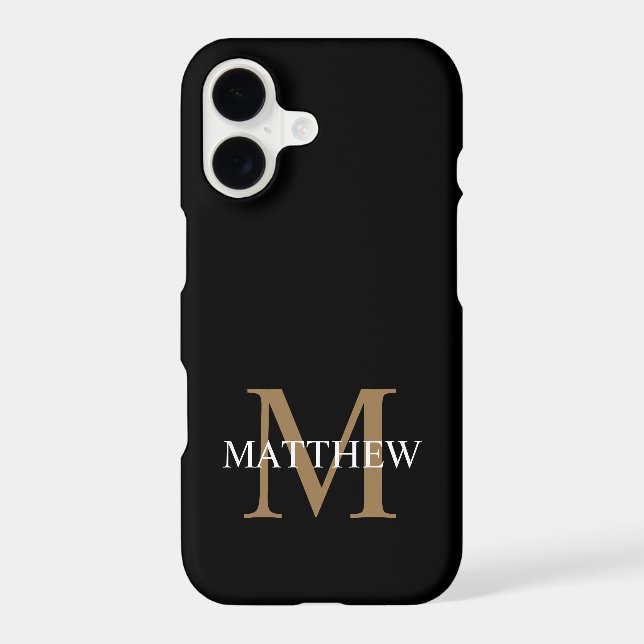 Personalized Name Monogram Black iPhone Case (Back)