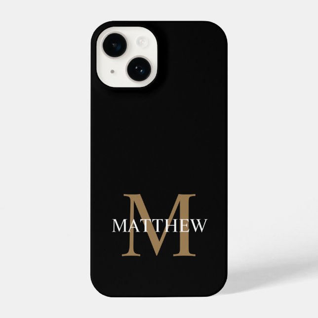Personalized Name Monogram Black iPhone Case (Back)