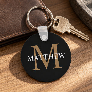 Personalized Name Monogram Black Keychain