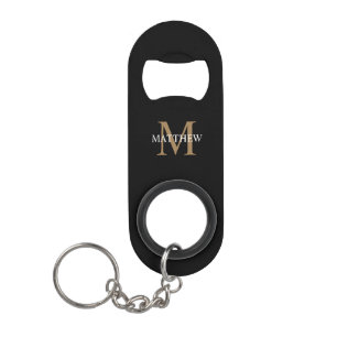 Personalized Name Monogram Black Keychain Bottle Opener
