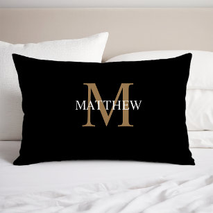 Personalized Name Monogram Black Pillowcase