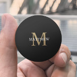 Personalized Name Monogram Black Ping Pong Ball<br><div class="desc">Create your own personalized black round ping pong ball with your custom name and monogram.</div>