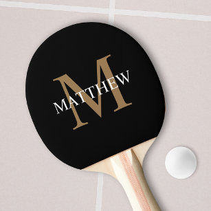 Personalized Name Monogram Black Ping Pong Paddle