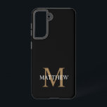 Personalized Name Monogram Black Samsung Galaxy Case<br><div class="desc">Create your own personalized black round phone case with your custom name and monogram.</div>