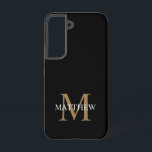 Personalized Name Monogram Black Samsung Galaxy Case<br><div class="desc">Create your own personalized black round phone case with your custom name and monogram.</div>