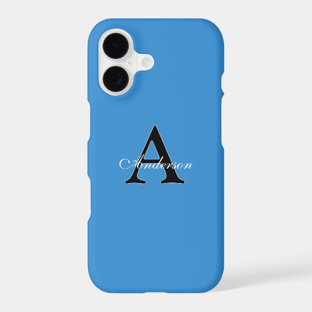 Personalized Name Monogram Blue Background (Back)