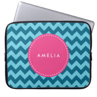 Personalized Name Monogram Blue Chevron