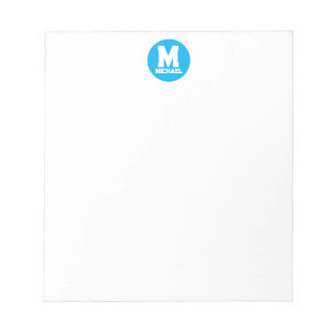 Personalized Name Monogram Blue Logo Notepad