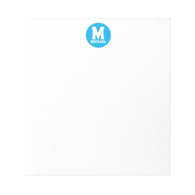 Personalized Name Monogram Blue Logo Notepad (Front)