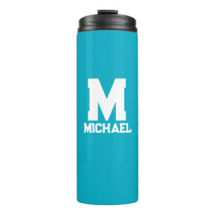 Personalized Name Monogram Blue Logo Thermal Tumbler