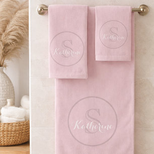 Personalized Name Monogram Dusty Rose Bath Towel Set