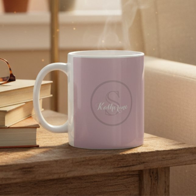 Personalized Name Monogram Dusty Rose Coffee Mug (Creator Uploaded)