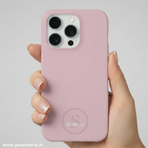 Personalized Name Monogram Dusty Rose iPhone 15 Pro Case