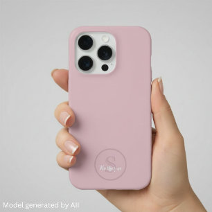 Personalized Name Monogram Dusty Rose iPhone 15 Pro Case