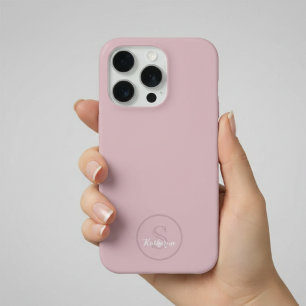 Personalized Name Monogram Dusty Rose iPhone 15 Pro Case