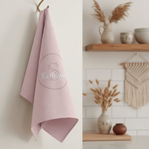 Personalized Name Monogram Dusty Rose Kitchen Towel