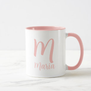 Personalized Name Monogram Elegant Pink Typography Mug