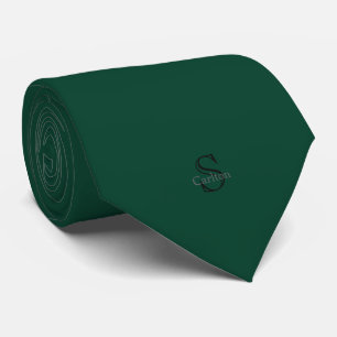Personalized Name Monogram Emerald Green Black Tie
