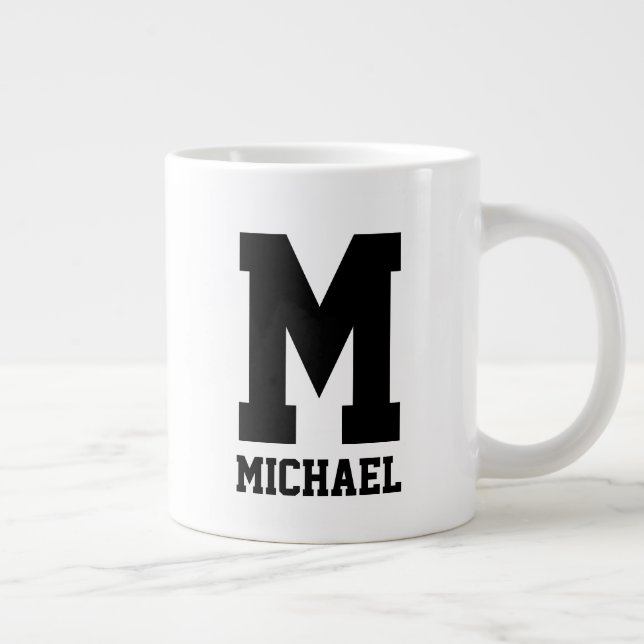 Personalized name monogram extra large coffee mug (Right)
