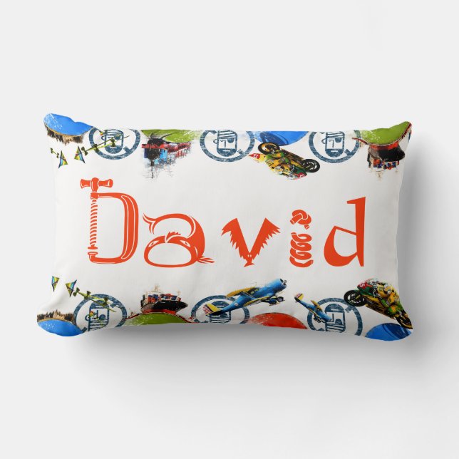 Personalized Name Monogram for David/Boys Lumbar Pillow (Front)