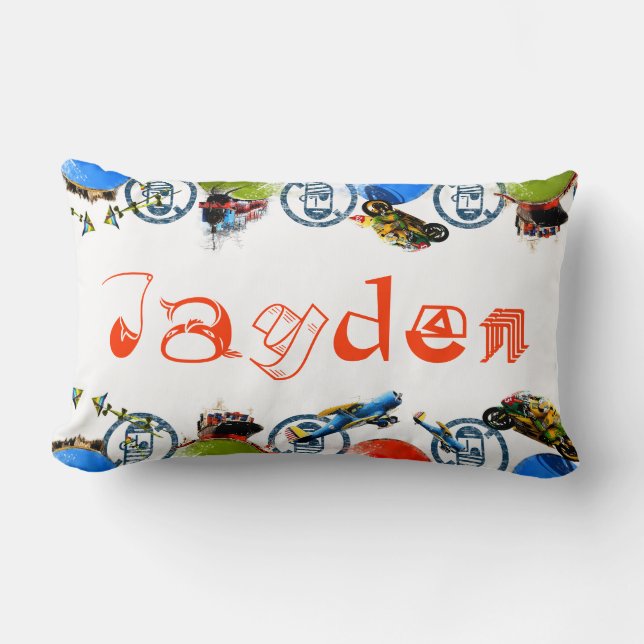 Personalized Name Monogram for Jayden/Boys Lumbar Lumbar Pillow (Front)
