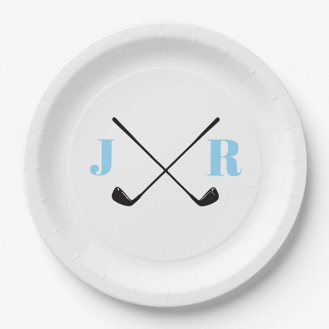 Personalized Name Monogram Golf Club Paper Plate (Front)