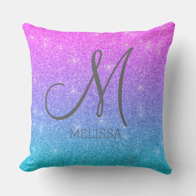 Personalized Name Monogram Gradient Throw Pillow (Front)