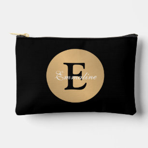 Personalized Name Monogram in Circle Button Cutout Accessory Pouch