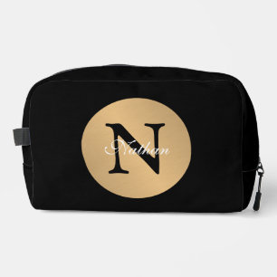 Personalized Name Monogram in Circle Button Cutout Dopp Kit