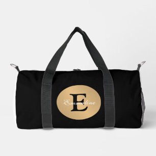 Personalized Name Monogram in Circle Button Cutout Duffle Bag
