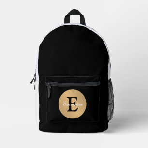Personalized Name Monogram in Circle Button Cutout Printed Backpack
