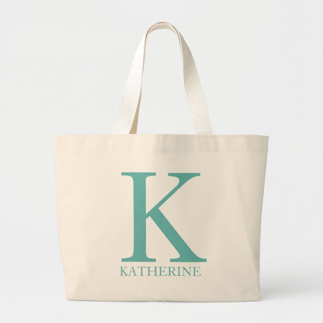 Personalized Name Monogram Initial  Large Tote Bag (Front)