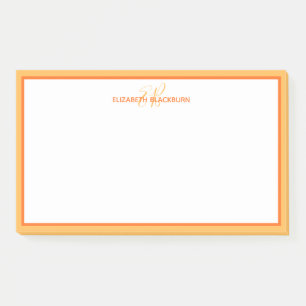 Personalized Name Monogram Initials Orange Post-it Notes