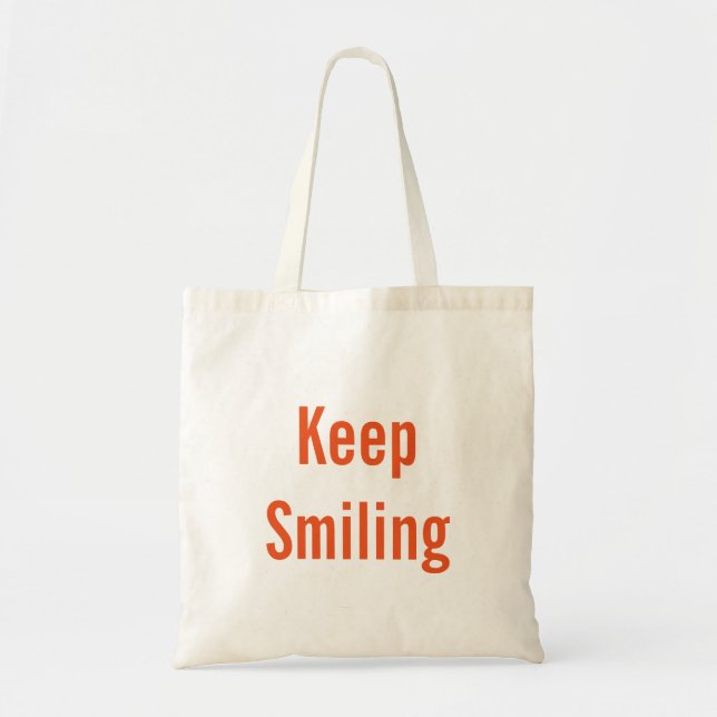 Personalized name monogram "Keep Smiling" Tote Bag (Front)