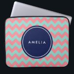 Personalized Name Monogram Light Blue & Pink Laptop Sleeve<br><div class="desc">Modern and trendy chevron pattern in a light blue and pink pastel shade. Customize this sleeve by adding your name; you can easily replace the placeholder text to add your text. For more options such as to change the font and it's size click the "Customize it" button.</div>