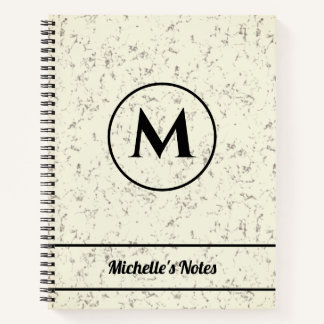 Personalized Name Monogram Marble Spiral Notebook