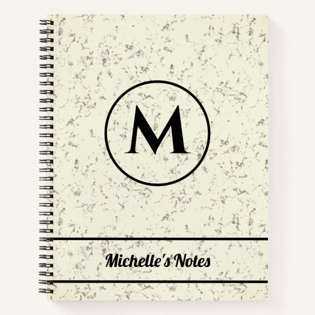 Personalized Name Monogram Marble Spiral Notebook (Front)