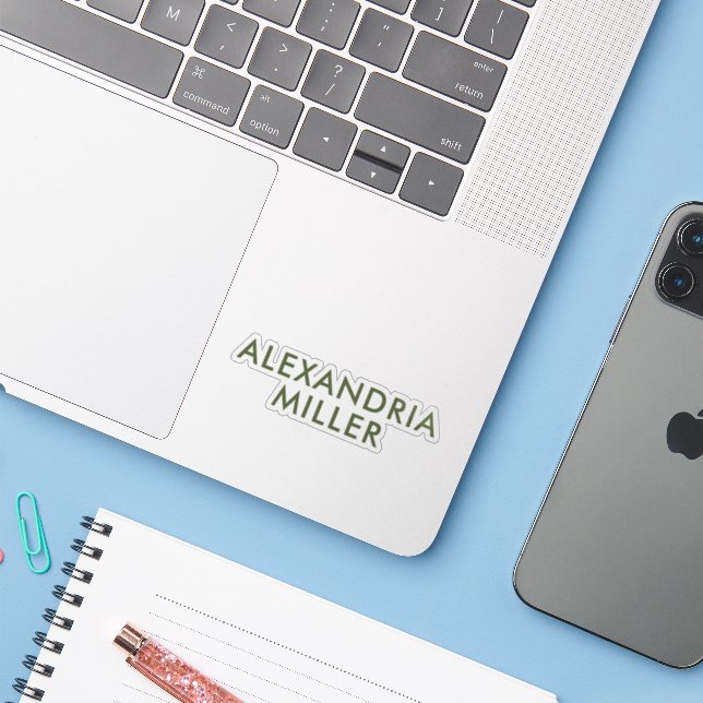 Personalized Name Monogram Olive Green Modern (Laptop w/ iPhone)