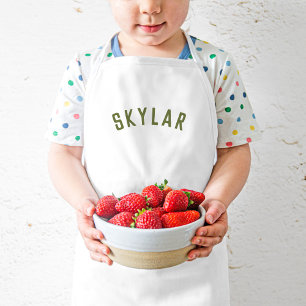 Personalized Name Monogram Olive Kids Apron