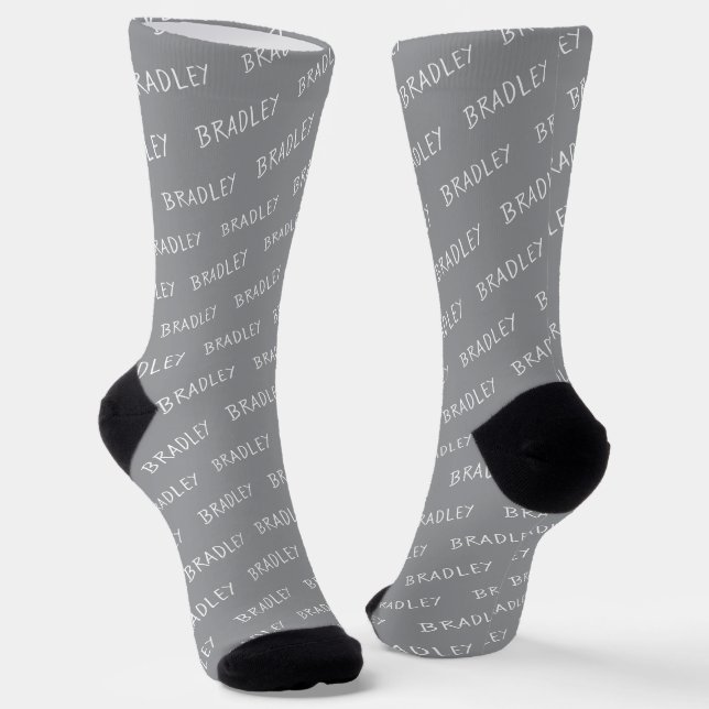 Personalized Name Monogram Pattern Socks (Angled)