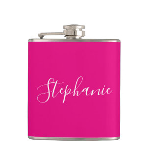 Personalized Name Monogram Pink Bachelorette Hip Flask