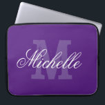 Personalized name monogram purple laptop sleeve<br><div class="desc">Personalized name monogram purple laptop sleeve. Elegant typography design with monogrammed initial letter. Custom 15 inch cover.</div>