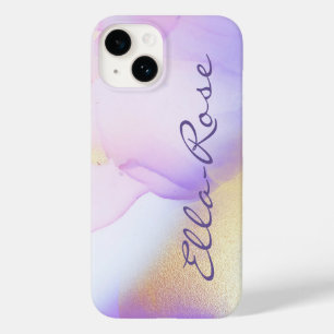 Personalized Name Monogram Purple Watercolor Luxe Case-Mate iPhone 14 Case