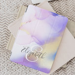 Personalized Name Monogram Purple Watercolor Luxe iPad Mini Cover<br><div class="desc">Easily personalize this glamourous style abstract lilac watercolor paint and faux gold spray background with your custom details.</div>
