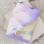 Personalized Name Monogram Purple Watercolor Luxe iPad Pro Cover<br><div class="desc">Easily personalize this glamourous style abstract lilac watercolor paint and faux gold spray background with your custom details.</div>