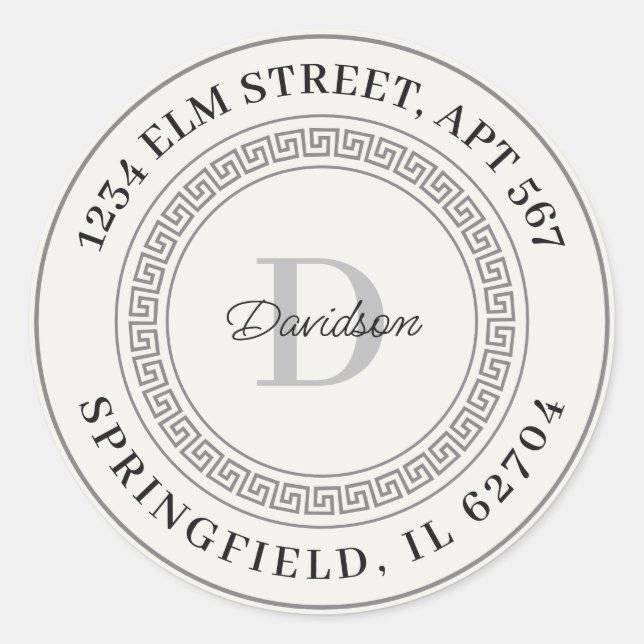 Personalized Name Monogram Return Address Label (Front)